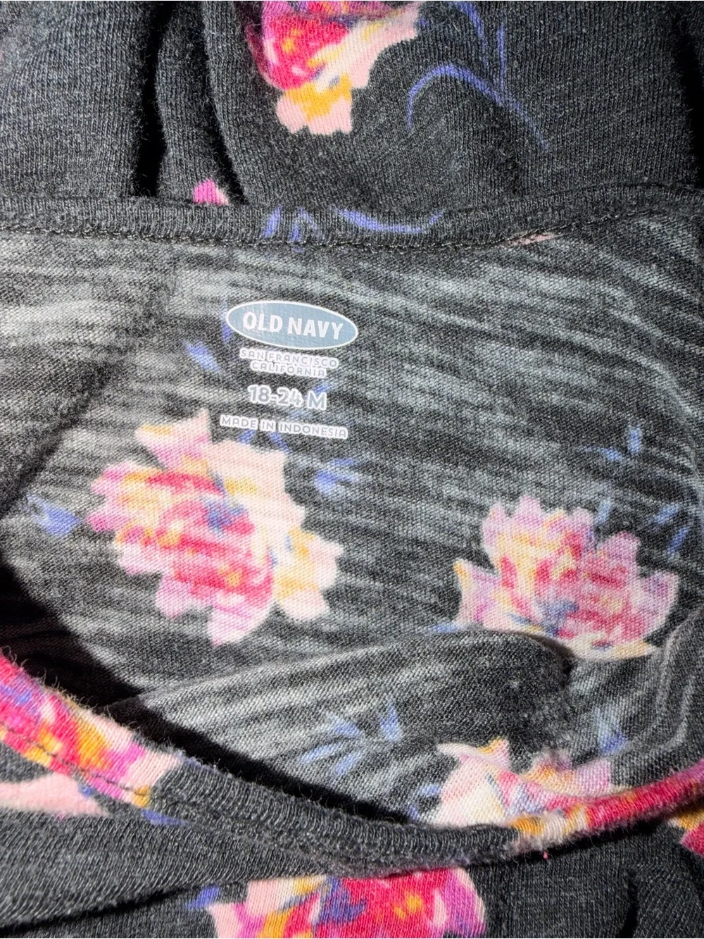 Old Navy Black Long-Sleeve Floral Peplum Top - Pink & Yellow Flowers